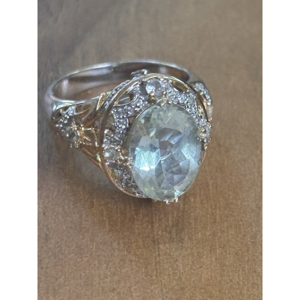 Sterling Silver Prasiolite And White Topaz Size 10